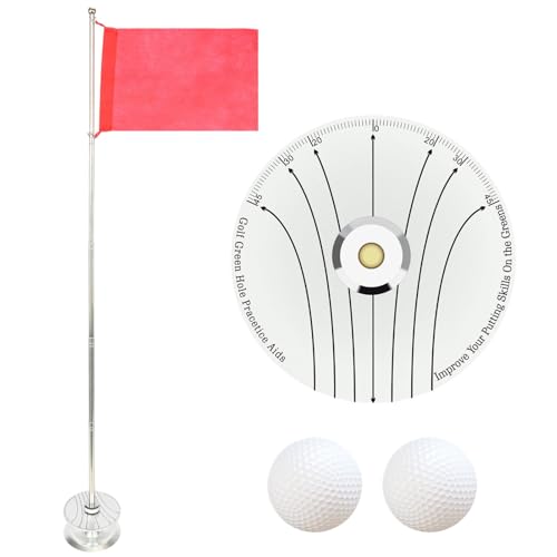 Retractable Golf Flagstick, Golf Hole Cup and Flag Set, Golf Hole Cup and Flag Set, Retractable Golf Flagstick for Yard, Portable Golf Pin Flag Hole Cup Set for Putting Green von Fbinys