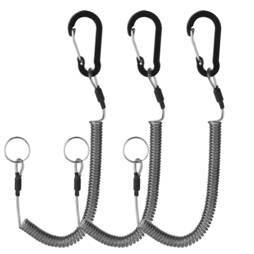 Fcuajdkq 3er-Pack Spiral-Schlüsselanhänger, Outdoor-Spiralkabel, Einziehbares Sicherheitsseil, Zubehör mit Clip Aus Aluminiumlegierung von Fcuajdkq