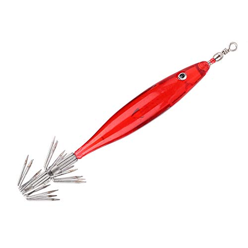 Bequem zu Verwendendes Hochwertiges Tintenfisch-Angelhaken-Köder-Köder-Set für Angelbegeisterte (Rot) von Fdit