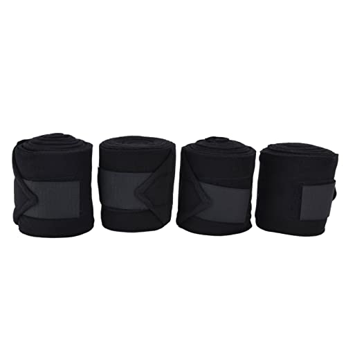 Fdit Pferde-Polo-Beinbandage-Set, Weiches Fleece-Beinbandage-Set, Selbstklebende, Atmungsaktive, Verschleißfeste Tierbeinbandage Schützt Stiefel-Beinbandagen für Kühe und Pferde(Schwarz) von Fdit