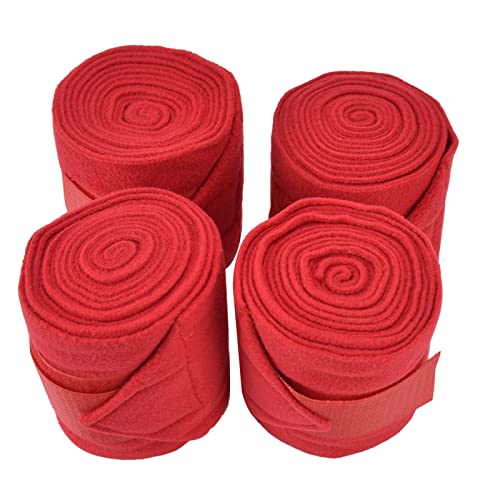 Fdit Pferde-Polo-Beinbandage-Set, Weiches Fleece-Beinbandage-Set, Selbstklebende, Atmungsaktive, Verschleißfeste Tierbeinbandage Schützt Stiefel-Beinbandagen für Kühe und Pferde(rot) von Fdit