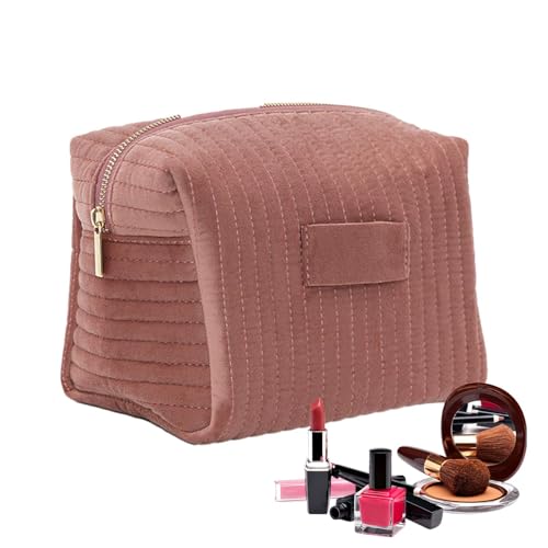 Fecfucy Samt-Make-up-Tasche, Samt-Kosmetiktasche | Reise-Kulturbeutel aus Samt mit Reißverschluss | Make-up-Pinsel-Toilettenartikel-Organizer mit großer Kapazität für Damen und Herren, täglicher von Fecfucy