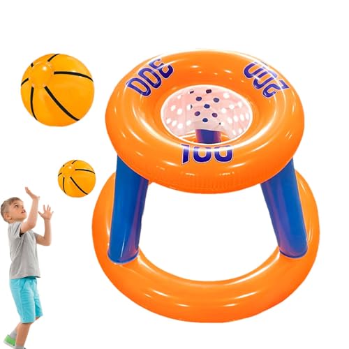 Fecfucy Schwimmbad-Basketballkorb – Schwimmendes Pool-Spielzeug, Wasser-Basketballspiel mit Ball, tragbares Wasserspielzeug, lustige Poolspiele für Kinder, Jugendliche, Erwachsene und Familie von Fecfucy