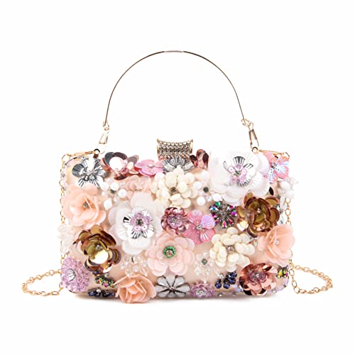 Fecialy Blumen Clutch Abendtaschen für Damen mit bunten Blumen Metall Strasssteinen Abend Clutch Geldbörse Hochzeit Party Handtaschen,Champagner Fecialy Blumen Clutch Abendtaschen für Damen mit bunten Blumen Metall Strasssteinen Abend Clutch Geldbörse Hochzeit Party Handtaschen,Champagner von Fecialy