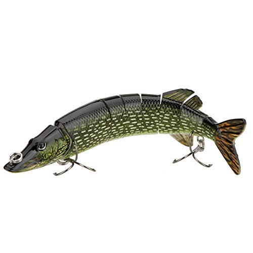 Fegtrtyoa 8 "/ 20cm 66g Fischkoeder 8-Segment Koederfisch Bohrung Muskellunge Swimbait Fuer die Suender (Armeegruen) von Fegtrtyoa