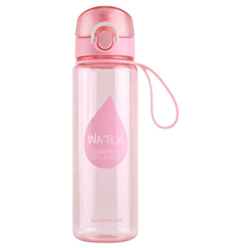 Fegtrtyoa Student Tragbar Auslaufsicher Große Kapazität Flip Tasse Wasser Tropfen Brief Außen Sport Wasser Flasche Kunststoff 500Ml Rosa von Fegtrtyoa