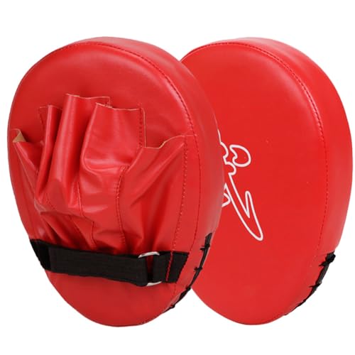 Fehploh 5-Finger Hand Target PU Leder Boxhandschuhe Verschleißfeste Boxpads Kickboxen Pads für Kampfsporttraining (Rot) von Fehploh