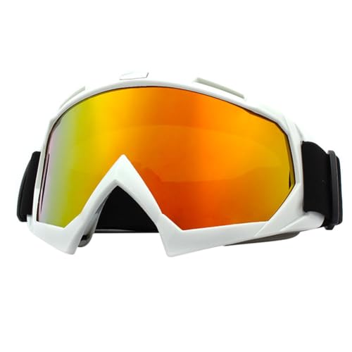 Fehploh Winddichte Snowboardbrille, Antibeschlag, Radfahren, Sonnenbrille, UV-Schutz für Winter, Outdoor, Sport, Motorradbrille (weiß, gelb) von Fehploh
