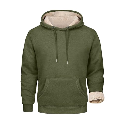 Angebote des Tages Heute Deal, Weihnachtspulli Herren Weihnachten Geschenke Warm Fleecepullover Dickes Fleece Pullover Mit Kapuze Männer Winter Sweatshirt Herren Strickjacke Christmas (Armeegrün,S) von FeiBeauty