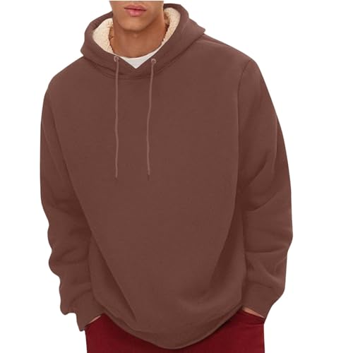 Deals Of The Day, Rollkragenpullover Herren Herren Hoodie Warm Fleecepullover Dickes Fleece Pullover Herren Hoodie Mit Sherpa Futter Lustige Weihnachtspullover Herren Hoody Mit Kapuze(Brown,3XL) von FeiBeauty