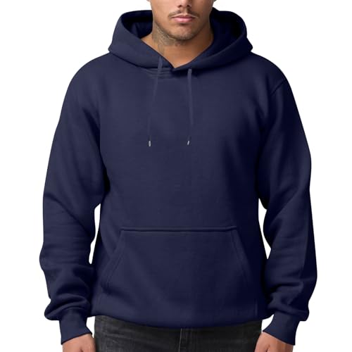 FeiBeauty Angebote des Tages Heute Blitzangebote, Hoodie Herren Arbeitspullover Herren Einfarbig Basic Langarm Pullover Mit Kapuze Locker Hoody Outdoor Sport Hässlicher Weihnachtspullover (Marine,XL) von FeiBeauty