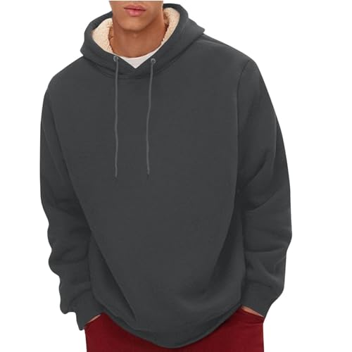 Warehouse Deals Angebote, Sweatshirt Herren Hoodie Herren Oversize Warm Fleecepullover Dickes Fleece Pullover Herren Hoodie Mit Sherpa Futter Pullover Herren Mit Kapuze Xmas Pullover(Dark Gray,L) von FeiBeauty