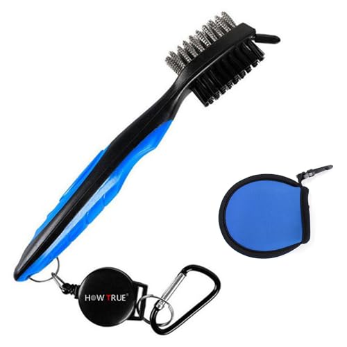 Golfbürste mit Rillenreiniger mit Golfball-Reiniger-Tasche, Golfschläger-Reiniger mit verstellbarem Aluminium-Karabiner zum Aufhängen an Golftasche, Nylon- und Stahlbürste mit Spike zur Reinigung des Golfbürste mit Rillenreiniger mit Golfball-Reiniger-Tasche, Golfschläger-Reiniger mit verstellbarem Aluminium-Karabiner zum Aufhängen an Golftasche, Nylon- und Stahlbürste mit Spike zur Reinigung des von FeiFanChoice
