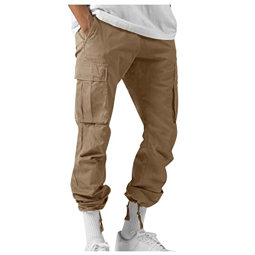 Angebot des Tages, Arbeitshose Herren Jogginghosen Für Herren Regular Fit Cargo Hosen Mit 4 Tasche Jogger Sporthose Jogginghose Elastische Taille Golfhose Herren Arbeitshose Männer(Khaki,XL) von Feibeauty