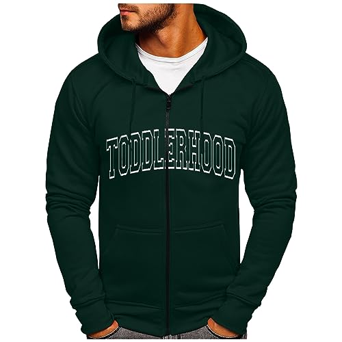 Angebot des Tages, Kapuzenpullover Herren Weihnachts Pullis Brief Druck Langarm Hoodie Jacke Mit Tasche Kapuzenjacke Oversize Pullover Mit Kapuze Pullover Herren Schwarz Hoodie (Dark Green,5XL) von Feibeauty