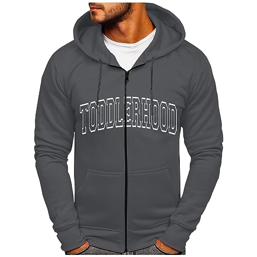 Angebot des Tages, Sweatshirts Für Herren Hoddies/Pullies Herren Brief Druck Langarm Hoodie Jacke Mit Tasche Kapuzenjacke Oversize Pullover Mit Kapuze Pärchen Pullover Zip Up Hoodie Y2K(Dark Gray,L) von Feibeauty