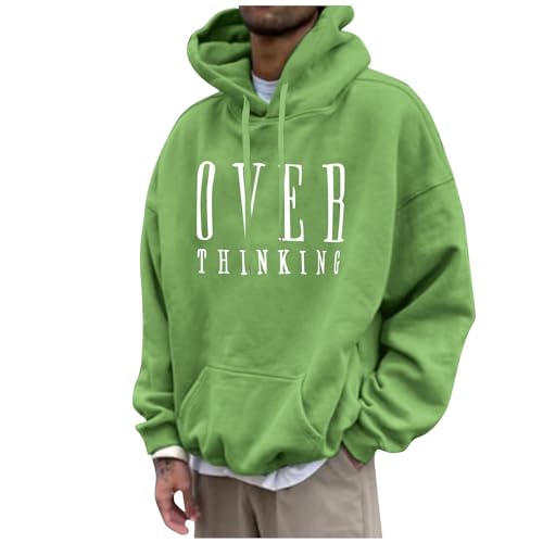 Angebot des Tages, Sweatshirts Für Herren Zip Hoodie Herren Brief Druck Langarm Sweatshirt Mit Kapuze Basic Hoodies Locker Pulli Streetwear Kuschelpullover Herren Pullover Herren 4XL(Green,M) von Feibeauty