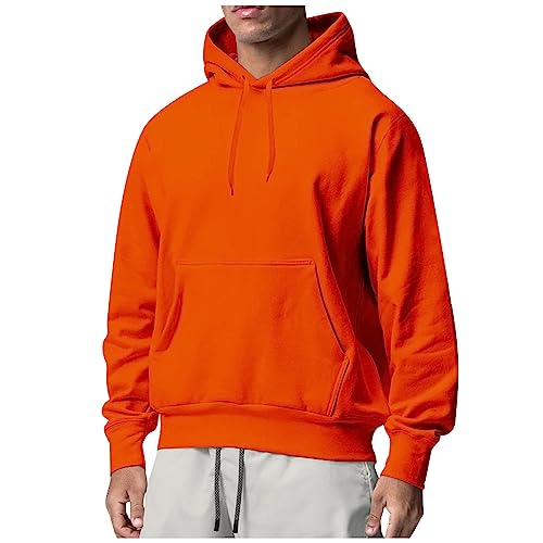 Angebote Des Tages Heute Deal, Pullover Herren Y2K Zip Up Hoodie Einfarbig Langarm Pullover Mit Kapuze Outdoor Sport Sweatshirt Basic Pulli Hoody Weihnachtspullover Lustig Warnschutz (Orange,Xl) von Feibeauty