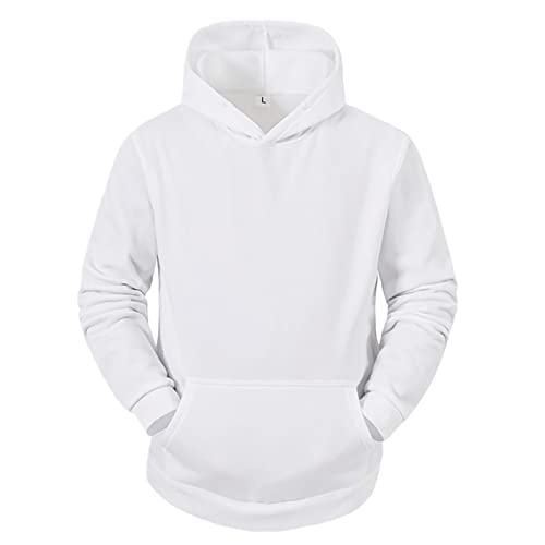 Angebote Des Tages Heute Deal, Sweatshirt Herren Weihnachtspullover Herren Einfarbig Langarm Pullover Mit Kapuze Outdoor Sport Basic Hoody Sweatshirt Casual Zip Hoodie Y2K Decken Hoodie(Weiß,Xl) von Feibeauty