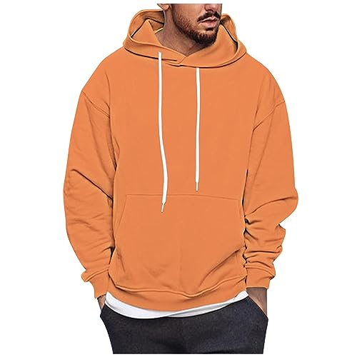 Angebote Des Tages Heute Herren, Hoodies Für Männer Pullover Herren Sommer Einfarbig Basic Kapuzenpullover Leicht Pulli Hoody Warm Sweatshirts Hoodies Zip Hoodie Herren Y2K Winterpullover (Orange,M) von Feibeauty