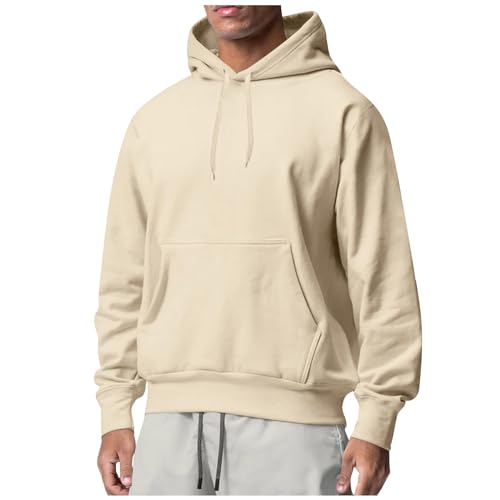 Angebote Des Tages Heute Herren, Pullover Herren Y2K Zip Up Hoodie Einfarbig Langarm Pullover Mit Kapuze Outdoor Sport Sweatshirt Basic Pulli Hoody Blanket Hoodie Hoody Herren Mit Kapuze(Beige,3Xl) von Feibeauty