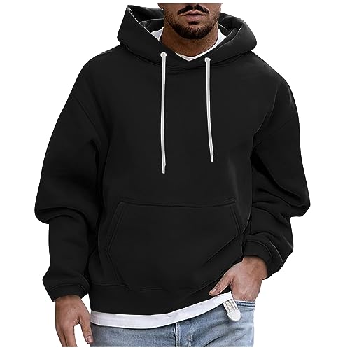 Angebote Tages Blitzangebote Heute, Sweatshirts Für Herren Hoddies/Pullies Herren Langarm Pullover Mit Kapuze Casual Warm Kapuzenpullover Für Herren Vintage Basic Weihnachtspullover (Schwarz,L) von Feibeauty