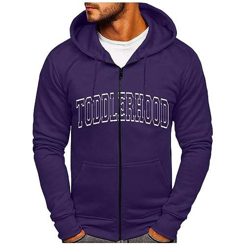 Angebote des Tages Heute, Pullover Für Herren Anime Pullover Brief Druck Langarm Hoodie Jacke Mit Tasche Kapuzenjacke Oversize Pullover Mit Kapuze Oversize Pullover Herren Vintage Pullover(Purple,XL) von Feibeauty