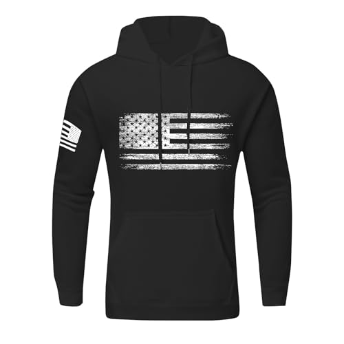 Angebote des Tages Heute Blitzangebote, Herren Hoodie Zip Hoodie Y2K Herren Flagge Muster Langarm Kapuzenpullover Mit Taschen Outdoor Sport Hoodies Warm Decke Pullover Decken Hoodie(Black,4XL) von Feibeauty