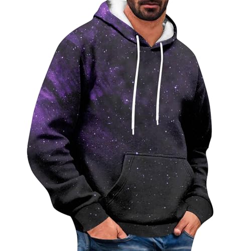 Angebote des Tages Heute Deal, Sweatshirt Herren Outdoor Pullover Herren Gradient Druck Langarm Kapuzenpullover Unisex Pullover Mit Kapuze Fitness Gym Hoodies Decke Pullover Oversize Pullover(Lila,M) von Feibeauty