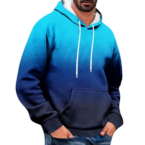 Angebote des Tages Heute Herren, Oversized Hoodie Herren Anime Pullover Gradient Druck Langarm Kapuzenpullover Unisex Pullover Mit Kapuze Fitness Gym Hoodies Schwarzer Pullover (Blau,M) von Feibeauty