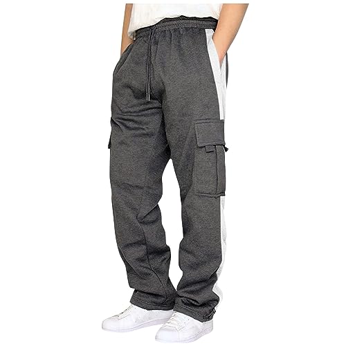 Blitzangebote, Jogginghose Herren Herren Cargo Hose Regular Fit Cargo Hosen Mit 4 Tasche Jogger Sporthose Jogginghose Elastische Taille Mittelalter Kleidung Herren Herren Freizeithose(Dark Gray,M) von Feibeauty