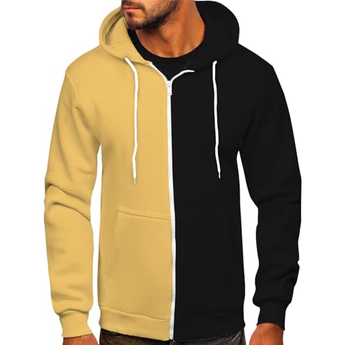 Blitzangebote des Tages, Kapuzenpullover Für Herren Outdoor Pullover Herren Farbblock Langarm Hoodie Jacke Locker Basic Kapuzenpullover Herren Casual Vintage Hoodie Hässliche (Schwarz,5XL) von Feibeauty