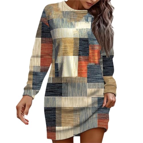 Blusenkleid Damen Herbst Frauenkleidung Langes Kleid Weihnachten Schwarze Kleider Hoodie Kleid Party Dress Maxikleid Damen Sommer (Orange, S) von Feibeauty