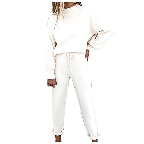 Damen Trainingsanzug Sportanzug Mode 2-teiliges Set Langarm Hoodie Sweatshirt Top + Lange Hose mit Kordelzug Kapuzenpullover Jogginganzug Sportbekleidung Freizeitbekleidung Outfits Sportwear von Feibeauty