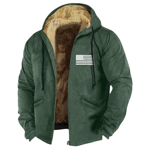 Fahrrad Jacke Für Herren Leichte Jacke Herren Arbeitsjacke Herren Winter Regenjacken & -Mäntel Für Herren Mäntel Trenchcoat Herren Lang Fleecepullover Herren Jeans Jacken Für Herren (Dark Green, XXL) von Feibeauty