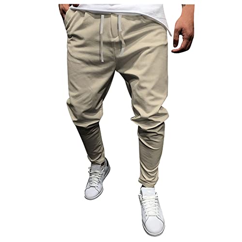 Feibeauty Angebot des Tages, Trainingsanzug Herren Baggy Jogginghose Leicht Casual Sporthose Mit Kordelzug Elastische Taille Sweatpants Jogger Golfhose Herren Motorrad Hose(Khaki,XXL) von Feibeauty