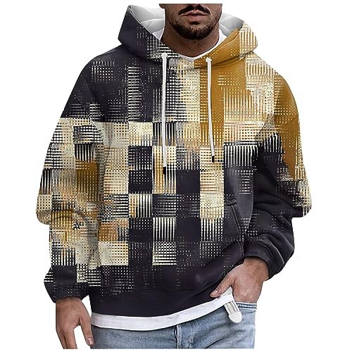 Feibeauty Angebote des Tages Heute Blitzangebote, Herren Hoodie Zip Hoodie Y2K Herren Drucken Langarm Kapuzenpullover Mit Tasche Warm Pulli Hoody Streetwear Locker Business Pullover Herren (Gelb,L) von Feibeauty