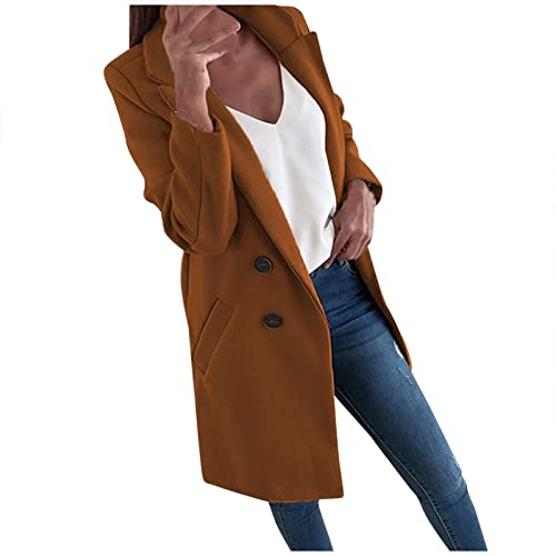 Feibeauty Damen-Blazer Sportlich-Elegant Damen Blazer Kurzarm Fenzy Hosenanzug Westen Damen Elegant Italienische Mode Winter Coat Women Fahrrad Regenjacke Blauer Usa Jacke (Coffee, XXL) von Feibeauty