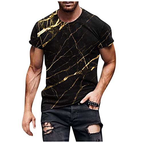 Feibeauty Hemden Herren Kurzarm Sommer Top T Shirt Oversized Herren Shirt Herren Drucken Männer Rundhals T-Shirt Kurzarm Kreativ Muster Locker LäSsige Streetwear Hemd Weiß Kurzarm (Schwarz, 3XL) von Feibeauty