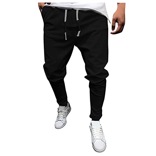 Feibeauty Meine Bestellung, Arbeitshose Herren Leichte Sommerhose Herren Leicht Casual Sporthose Mit Kordelzug Elastische Taille Sweatpants Jogger Herren Cargohose Herren Freizeithose(Schwarz,M) von Feibeauty