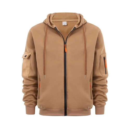 Feibeauty Meine Bestellungen Anzeigen, Pullover Herren Mit Kapuze Oversize Hoodie Oversize Einfarbig Langarm Kapuzenjacke Mit Reißverschluss Outdoor Sport Sweatshirt Winter Pullover Männer (Camel,XL) von Feibeauty