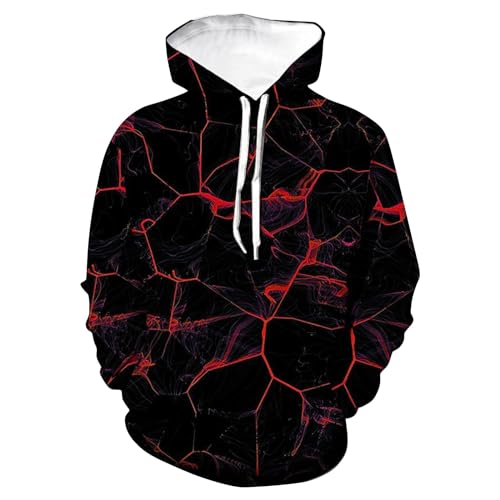 Feibeauty Meine Bestellungen Anzeigen 2024, Hoodie Herren Hoodie Herren Schwarz 3D Druck Langarm Pullover Mit Kapuze Casual Leicht Pulli Hoody Outdoor Sport Sweatshirt Pärchen Pullover (Rot,3XL) von Feibeauty