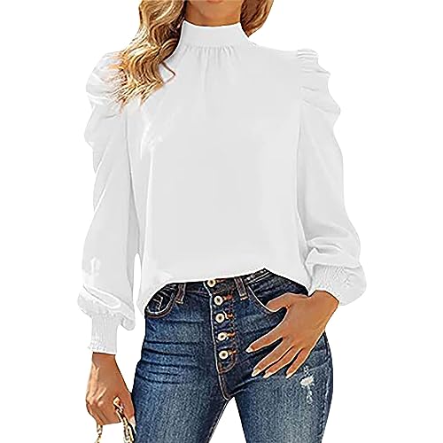 Feibeauty Party Oberteil Damen Trachtenmieder Langarmshirts FüR Damen Einfarbig Rollkragen Herbst Winter Tshirt Mit Schleife Hinten Elegant Schleife PuffäRmel Langarmshirt Grosse Groessen (Weiß, XXL) Feibeauty Party Oberteil Damen Trachtenmieder Langarmshirts FüR Damen Einfarbig Rollkragen Herbst Winter Tshirt Mit Schleife Hinten Elegant Schleife PuffäRmel Langarmshirt Grosse Groessen (Weiß, XXL) von Feibeauty