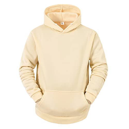 Feibeauty Warehouse Deal Retourenware, Hoodie Herren Oversized Hoodie Einfarbig Langarm Pullover Mit Kapuze Outdoor Sport Basic Hoody Sweatshirt Casual Pullunder Herren Couple Hoodie(Khaki,3XL) von Feibeauty