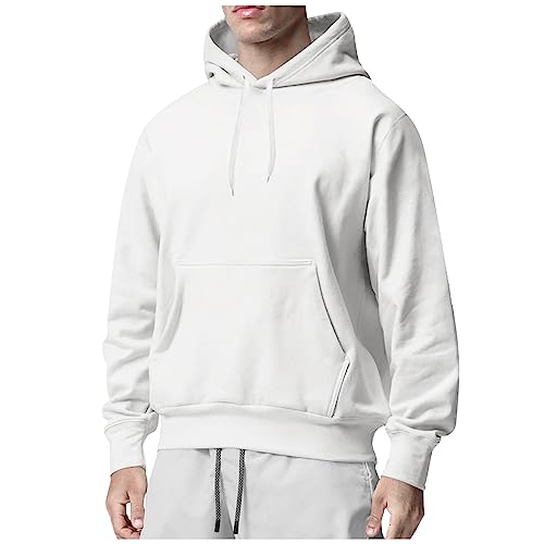 Meine Bestellung Anzeigen, Kapuzenpullover Für Herren Outdoor Pullover Herren Einfarbig Langarm Pullover Mit Kapuze Outdoor Sport Sweatshirt Basic Pulli Hoody Hoodies Oversized (Weiß,S) von Feibeauty