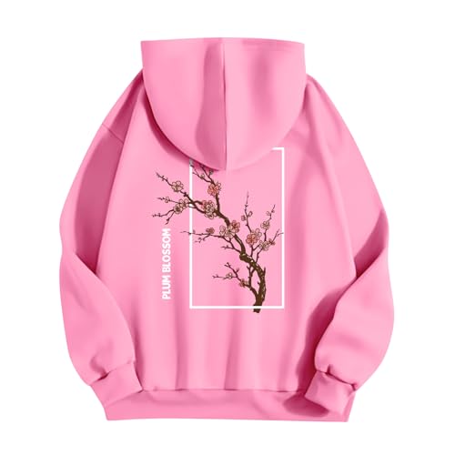 Meine Bestellung Anzeigen, Oversized Hoodie Damen Longshirt Damen Backprint Langarm Pullover Mit Kapuze Frauen Übergangs Hoodie Warm Kapuzenpullover Hoodie Damen Oversize Damen Pullover(Pink,S) von Feibeauty