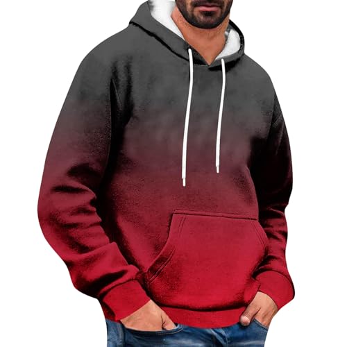 Meine Bestellungen Anzeigen, Herren Hoodie Y2K Zip Up Hoodie Gradient Druck Langarm Kapuzenpullover Unisex Pullover Mit Kapuze Fitness Gym Hoodies Pullover Für Katzen Hoodie Decke Herren(Wein,3XL) von Feibeauty