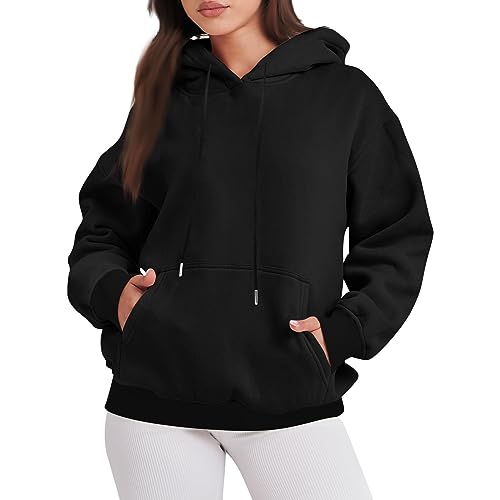 Sale Damenbekleidung, Sweatshirt Damen Damen Hoodie Mit Kapuze Einfarbig Langarm Kapuzenpullover Mit Taschen Warm Übergangs Pulli Hoody Oberteile Oversized Hoodie Sommer Oberteile Damen(Schwarz,Xl) von Feibeauty