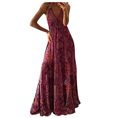 Tunika Kleid Damen Sommerkleider Damen Kleid Schwarz Drucken V-Ausschnitt SpaghettiträGer RüCkenfrei Bodenlang Kleid ÄRmellos Hohe Taille Einfarbig A-Linie Kleid Boho Lang Abendkleider Lang Tunika Kleid Damen Sommerkleider Damen Kleid Schwarz Drucken V-Ausschnitt SpaghettiträGer RüCkenfrei Bodenlang Kleid ÄRmellos Hohe Taille Einfarbig A-Linie Kleid Boho Lang Abendkleider Lang von Feibeauty
