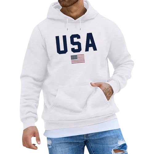 Warehouse Deals Angebote, Sweatshirts Für Herren Hoddies/Pullies Herren Drucken Langarm Pullover Mit Kapuze Casual Warm Hoody Kapuzenpullover Outdoor Sport Business Pullover Herren (Weiß,XL) von Feibeauty